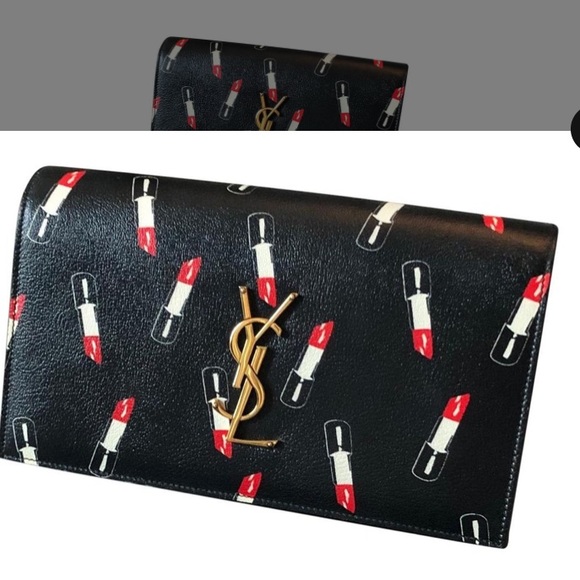 Saint Laurent Monogram Kate Limited
Edition Lipstick Print Black Leather Clutch - Picture 5 of 8